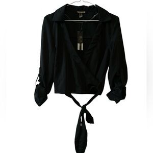 3 For 25 BNWT Revamped Black Wrap Blouse - Size Medium